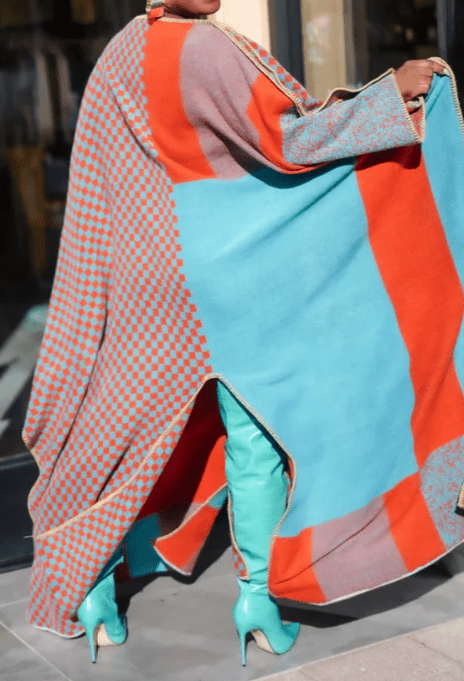 Chill Orange Warm Poncho - laseze