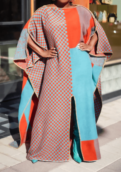 Chill Orange Warm Poncho - laseze