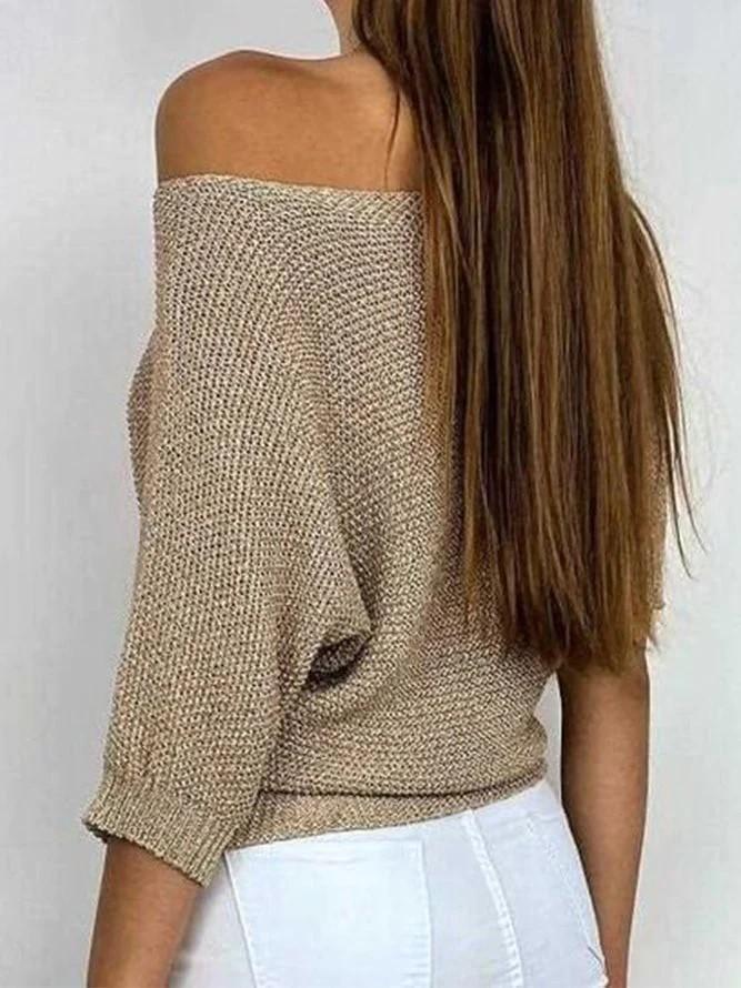 Classic Brown Knitted Long Sleeve Sweater - laseze