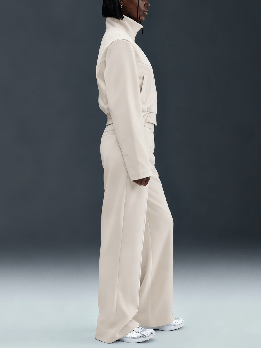 Cloud-Soft Cream Relaxed Two-Piece Tracksuit Set laseze