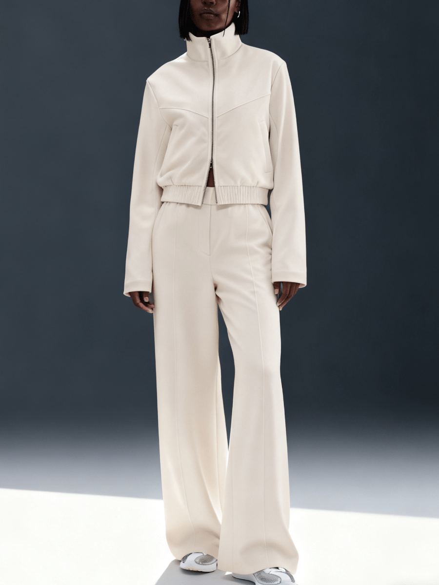 Cloud-Soft Cream Relaxed Two-Piece Tracksuit Set laseze