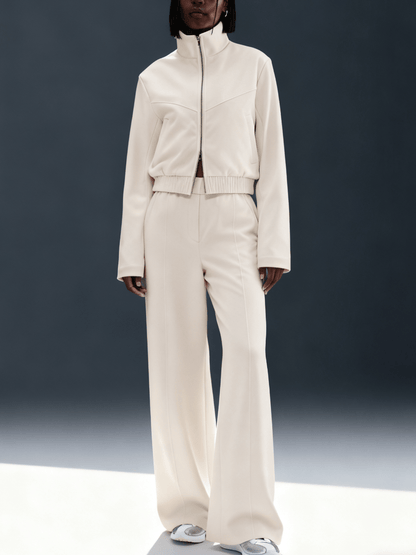 Cloud-Soft Cream Relaxed Two-Piece Tracksuit Set laseze