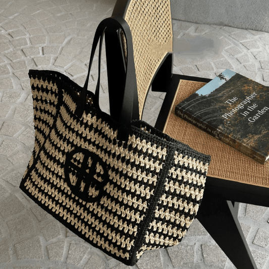 Contrast Straw Bag - laseze