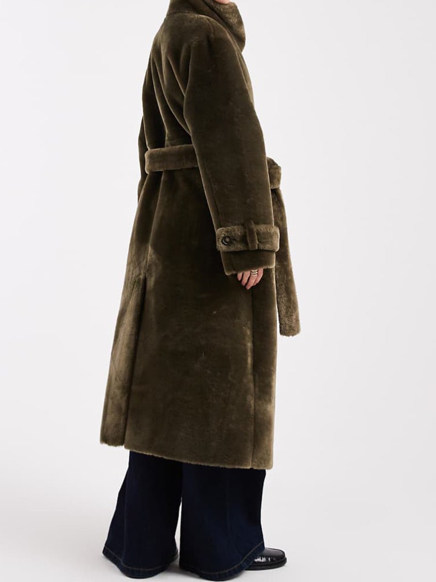 Cozy Teddy Funnel Neck Button Placket Coat fashgoods