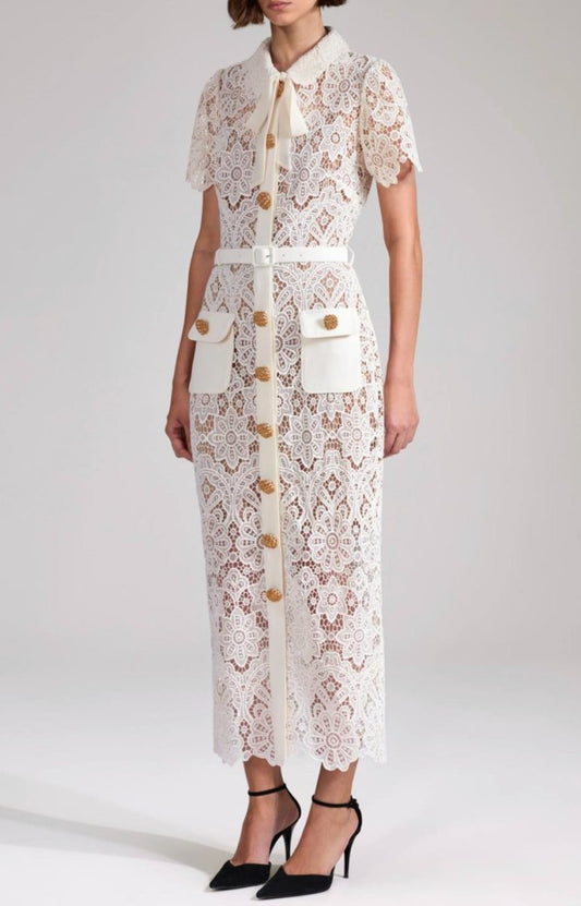 Cream Floral Midi Dress - laseze