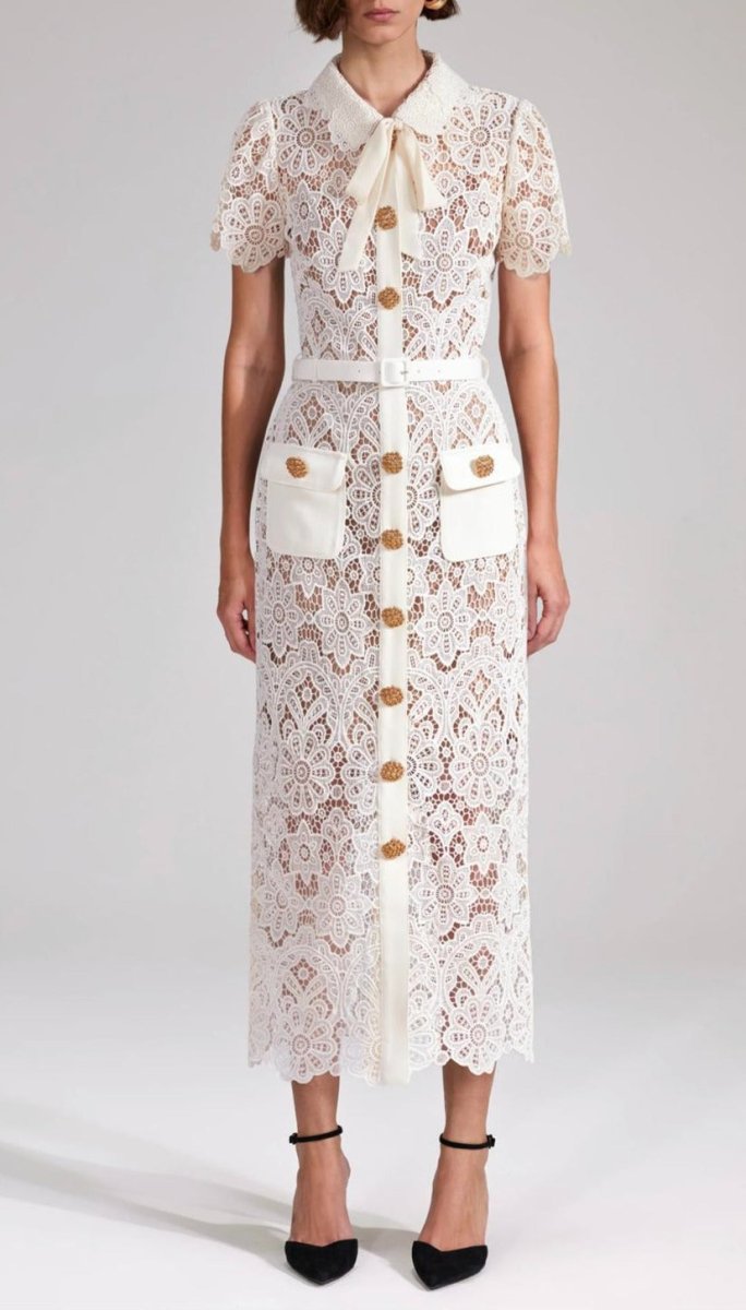 Cream Floral Midi Dress - laseze