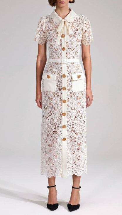 Cream Floral Midi Dress - laseze