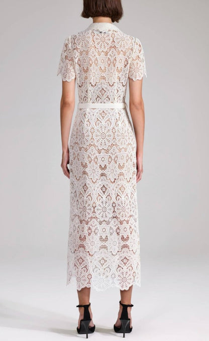Cream Floral Midi Dress - laseze
