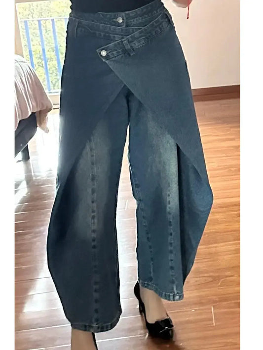 Cross - Slit Wide - Leg Jeans - laseze