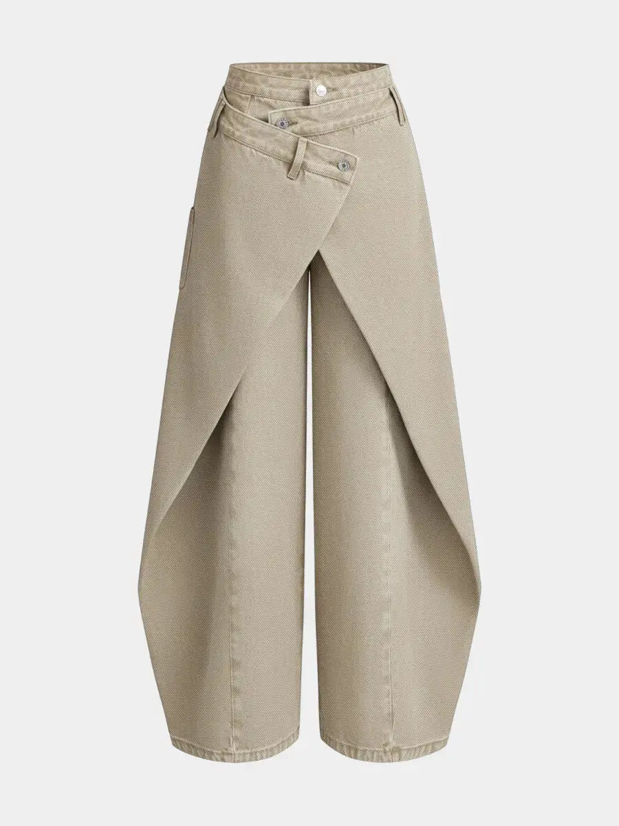 Cross - Slit Wide - Leg Jeans - laseze