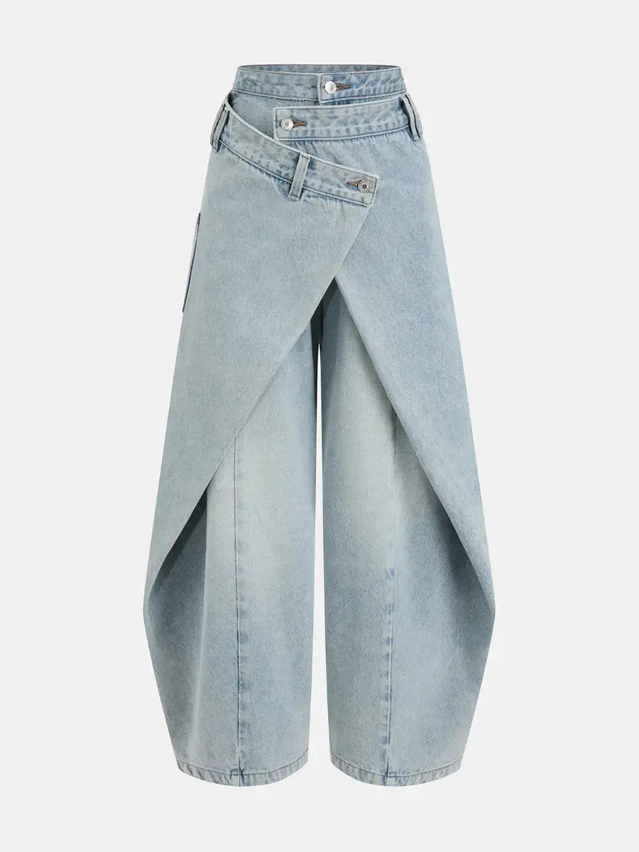 Cross - Slit Wide - Leg Jeans - laseze