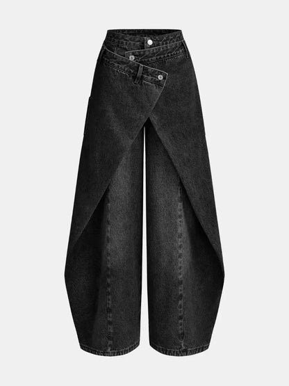 Cross - Slit Wide - Leg Jeans - laseze