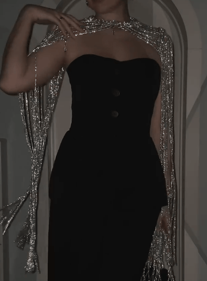 Dazzle Rhinestone Cape - laseze