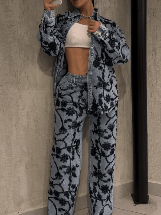 Decal Diamond Denim Set laseze