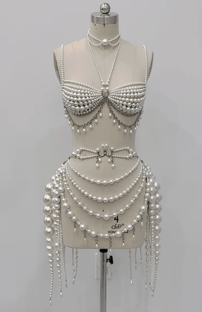 Demure Pearl Body Chain - laseze