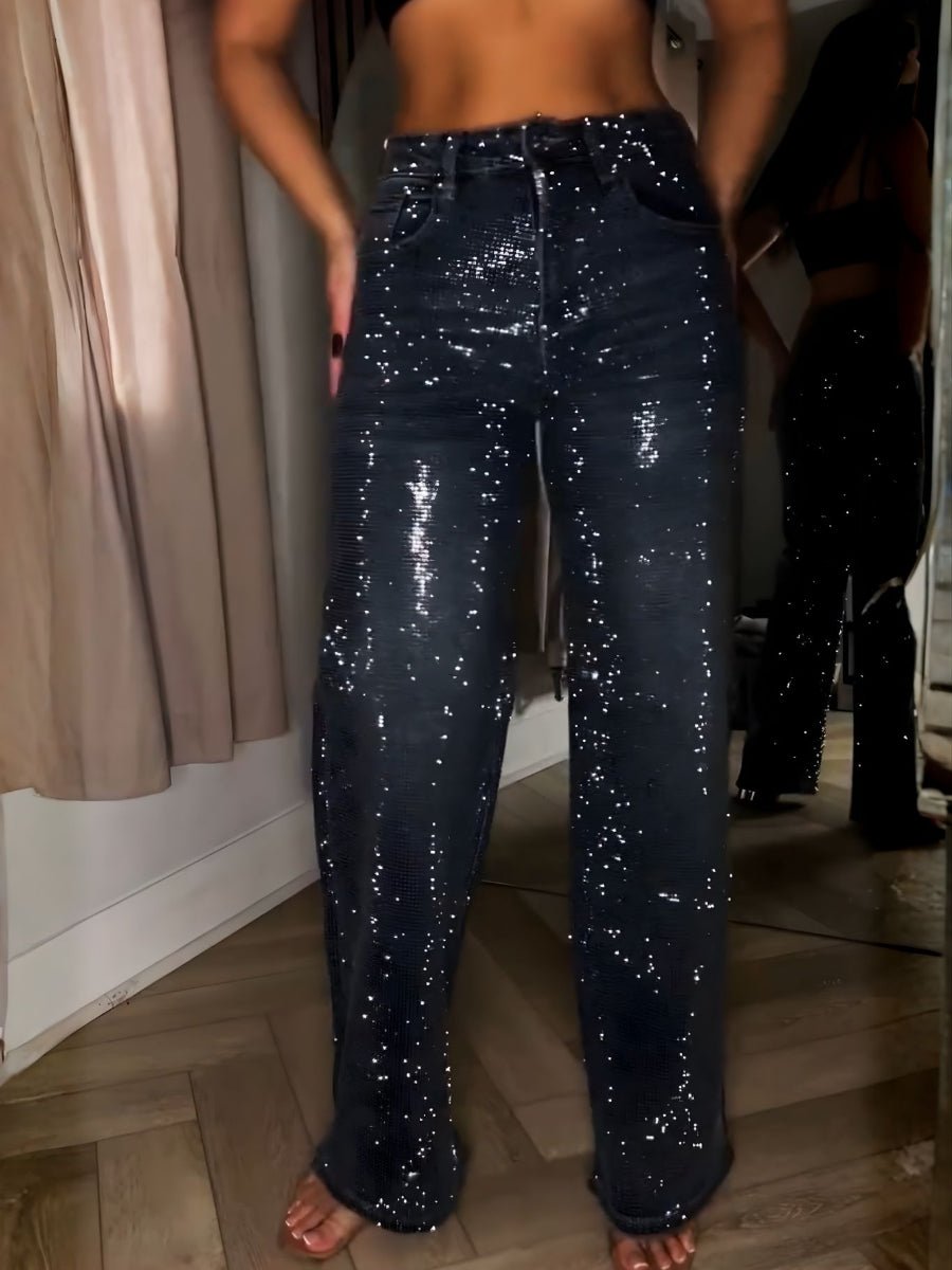 Diamond Wide Leg Sparkle Covered Jeans speciaic