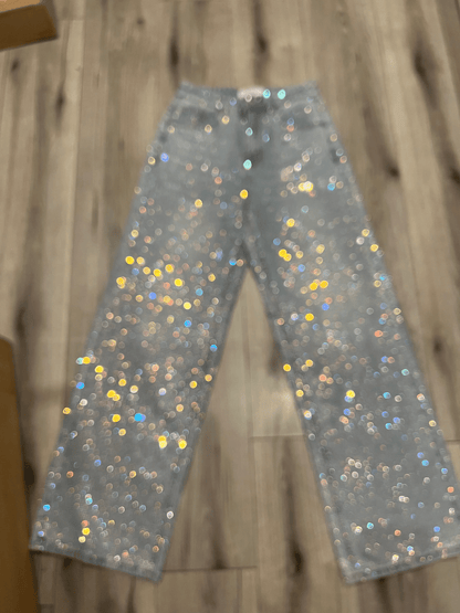 Diamond Wide Leg Sparkle Covered Jeans speciaic