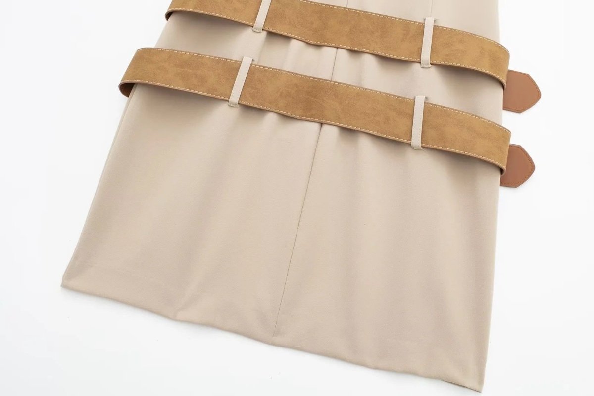 Double Belt Design Slim Fit Dress speciaic