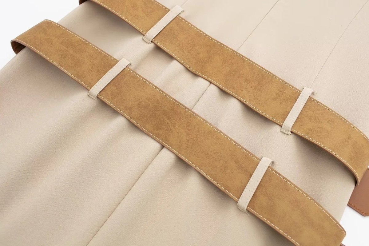 Double Belt Design Slim Fit Dress speciaic