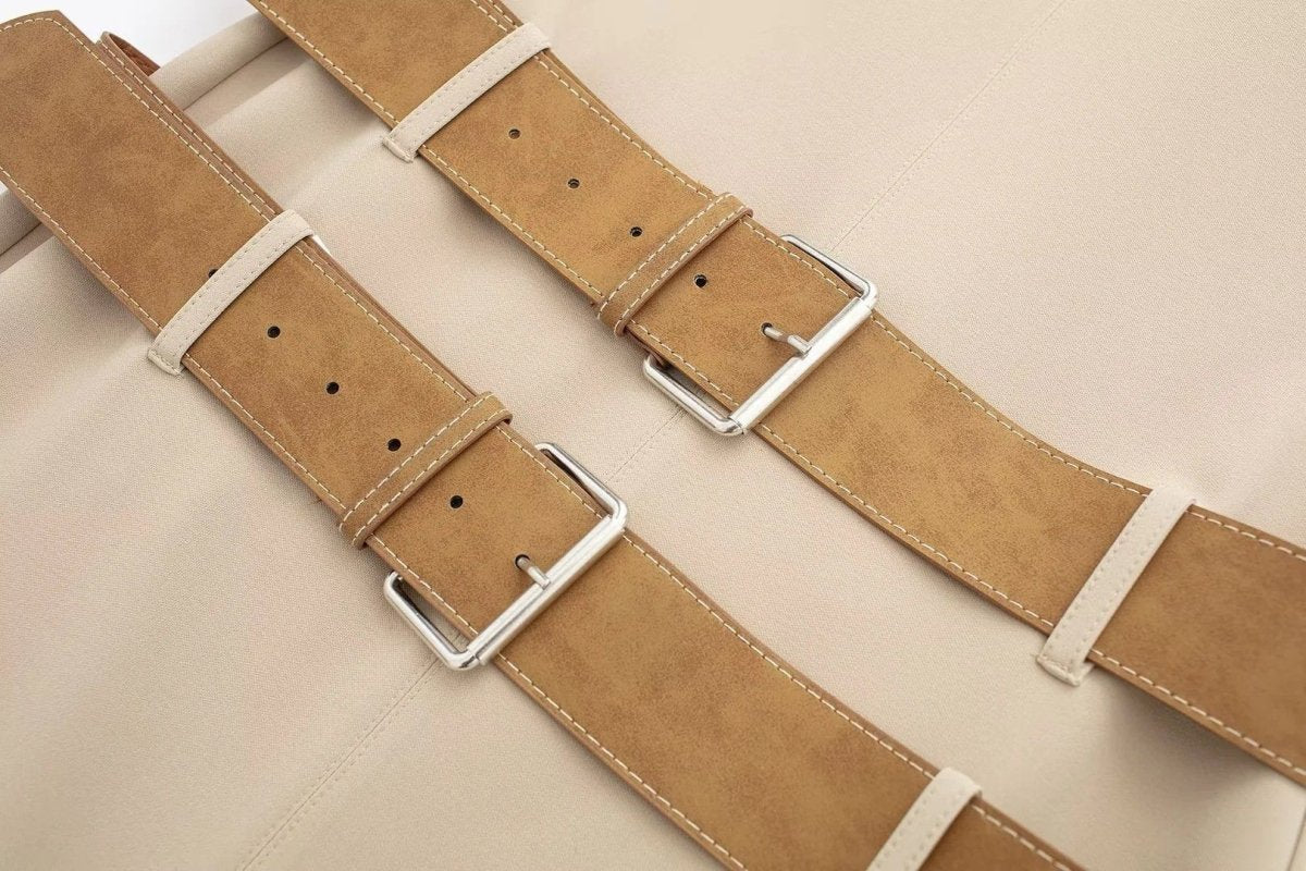 Double Belt Design Slim Fit Dress speciaic