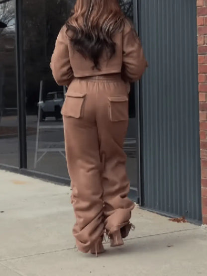 Drawstring Design Pants Set laseze