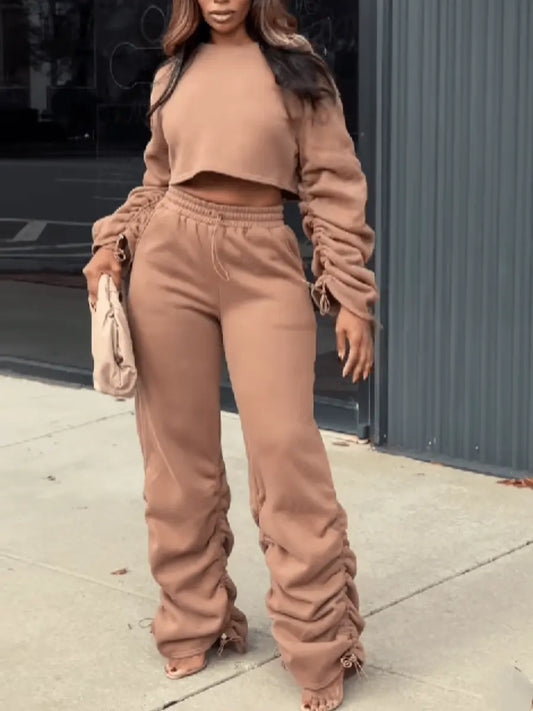 Drawstring Design Pants Set laseze