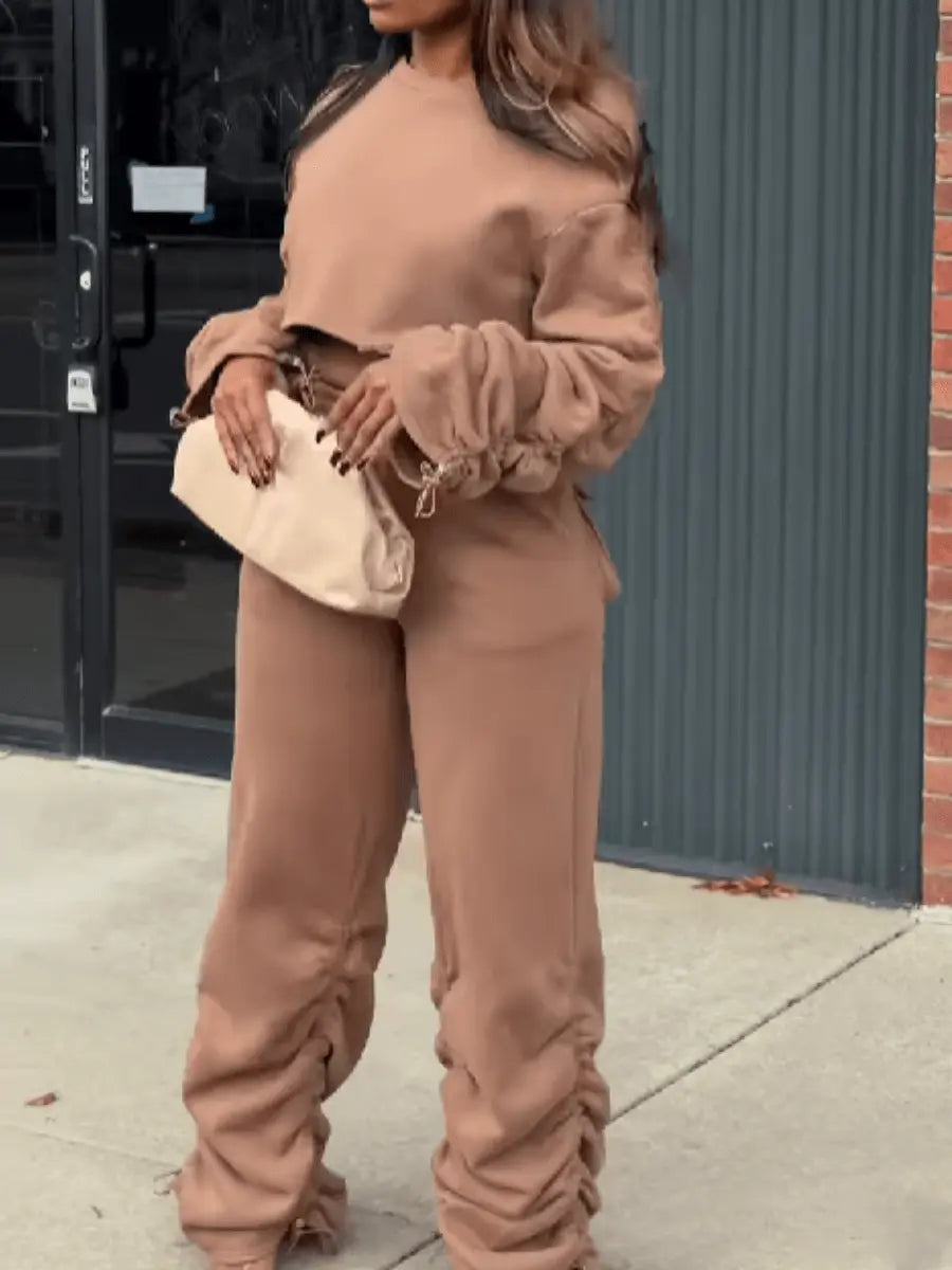 Drawstring Design Pants Set laseze