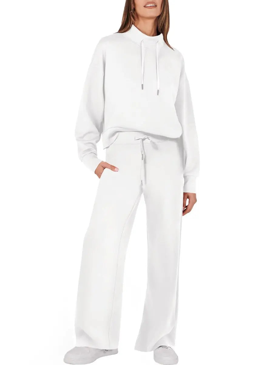 Drawstring Sweatshirt Wide Leg Sweatpant Lounge Set Tracksuit speciaic