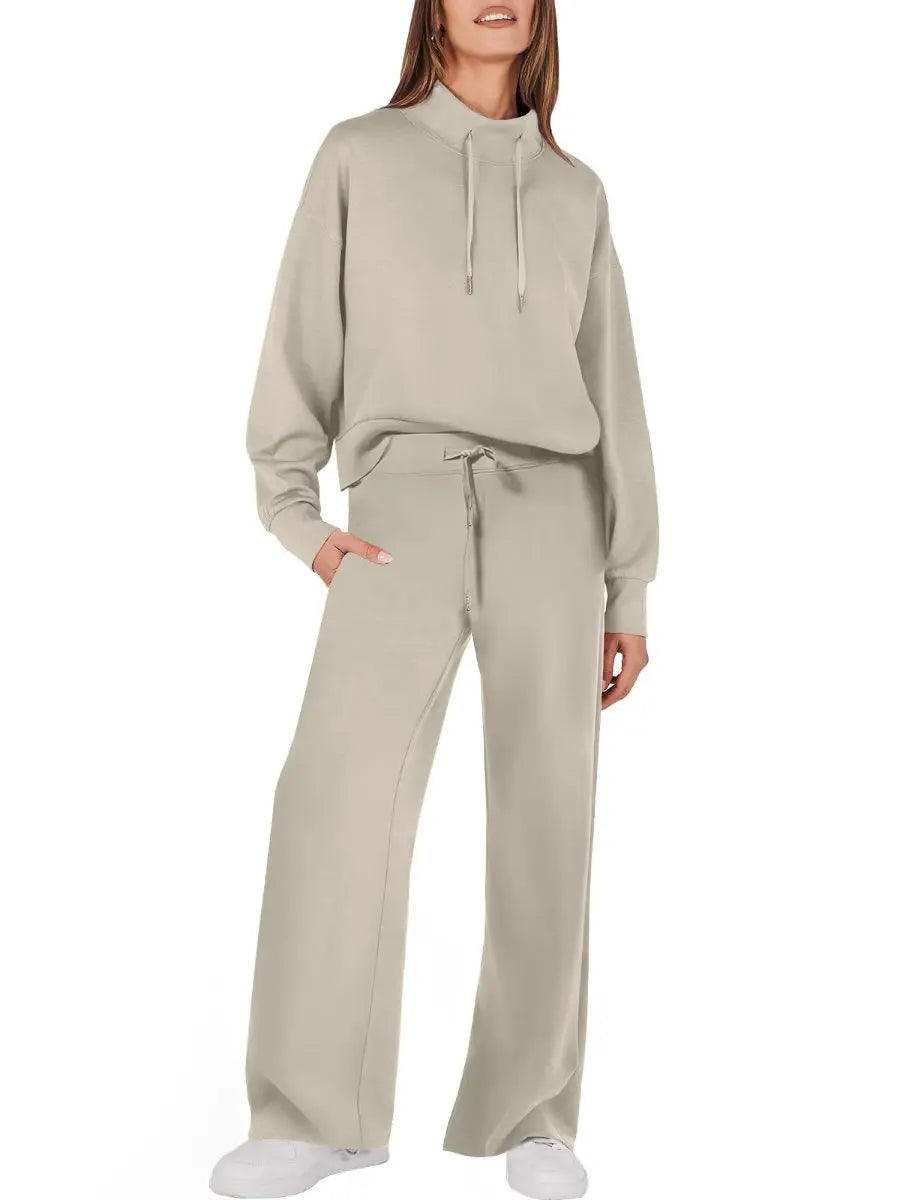 Drawstring Sweatshirt Wide Leg Sweatpant Lounge Set Tracksuit speciaic