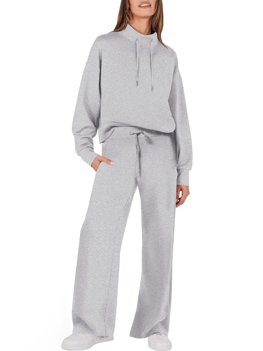 Drawstring Sweatshirt Wide Leg Sweatpant Lounge Set Tracksuit speciaic