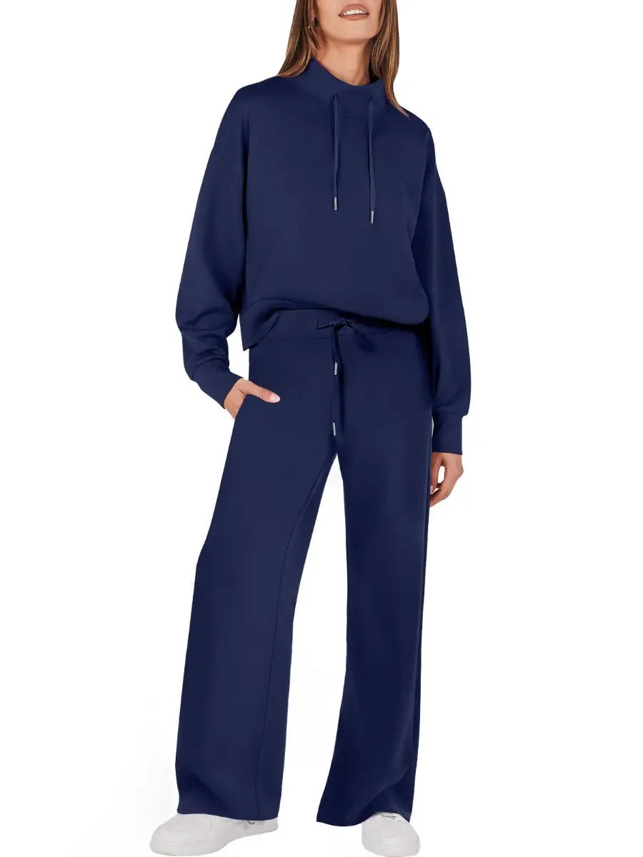 Drawstring Sweatshirt Wide Leg Sweatpant Lounge Set Tracksuit speciaic