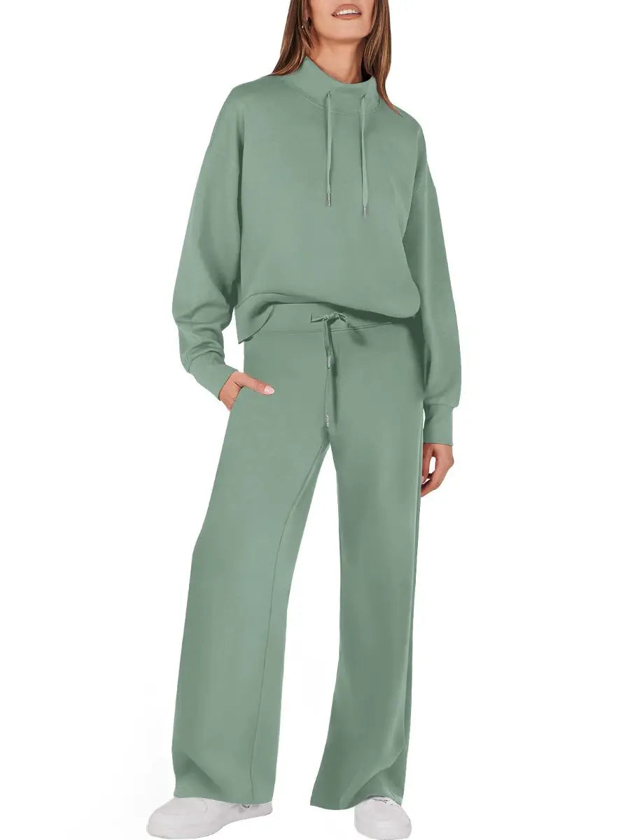 Drawstring Sweatshirt Wide Leg Sweatpant Lounge Set Tracksuit speciaic