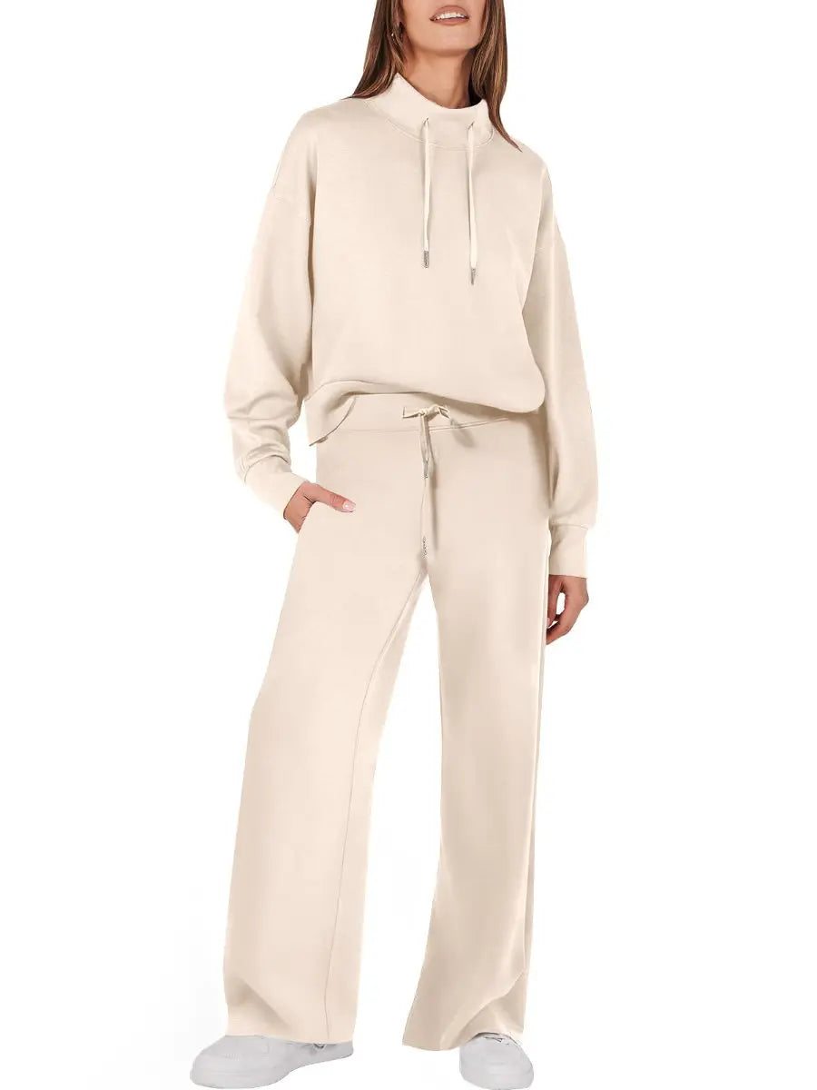 Drawstring Sweatshirt Wide Leg Sweatpant Lounge Set Tracksuit speciaic