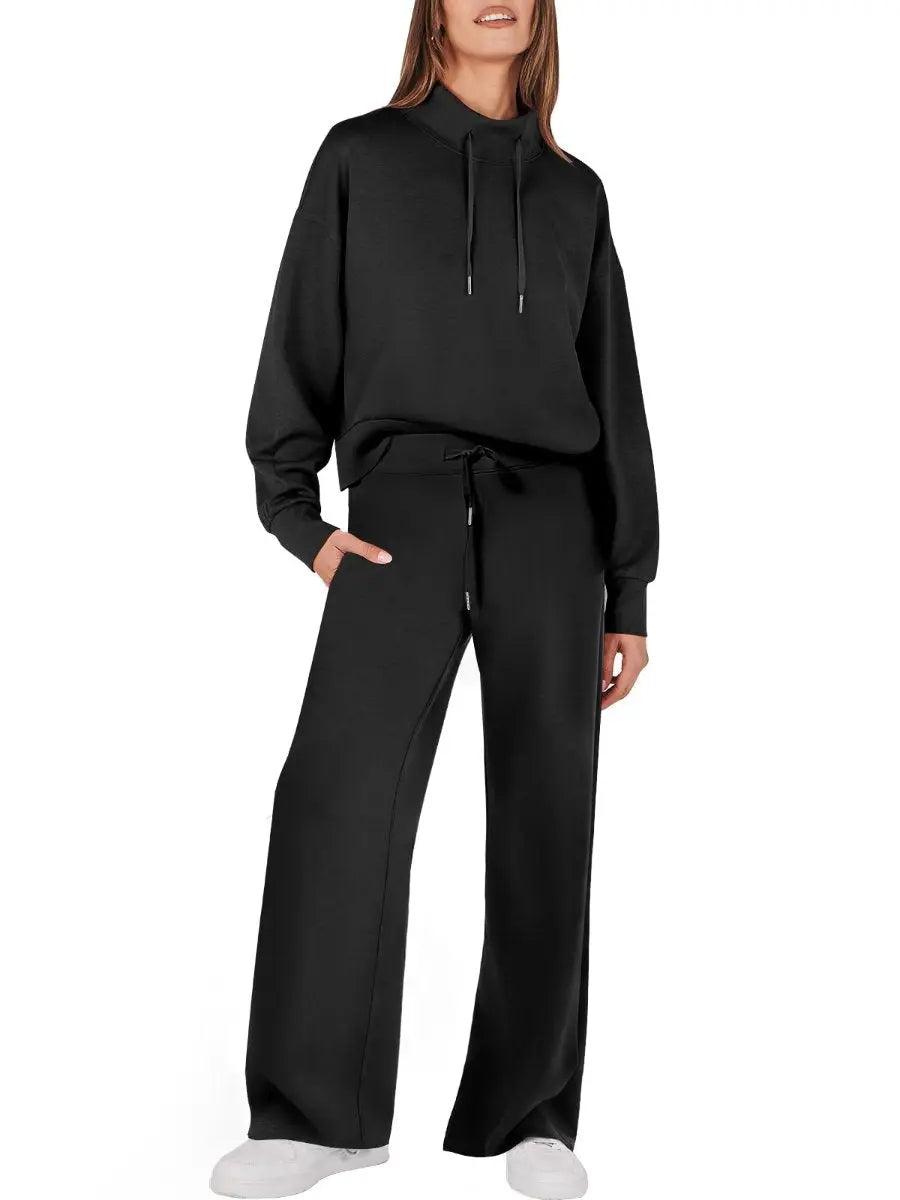 Drawstring Sweatshirt Wide Leg Sweatpant Lounge Set Tracksuit speciaic