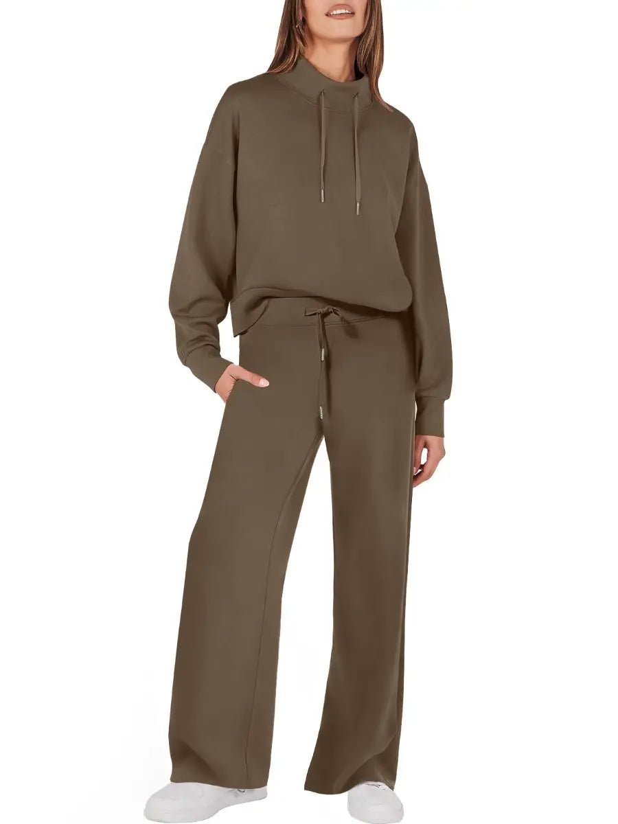 Drawstring Sweatshirt Wide Leg Sweatpant Lounge Set Tracksuit speciaic