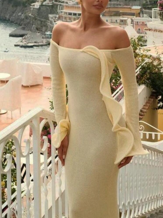 Off Shoulder Knit Maxi Dress
