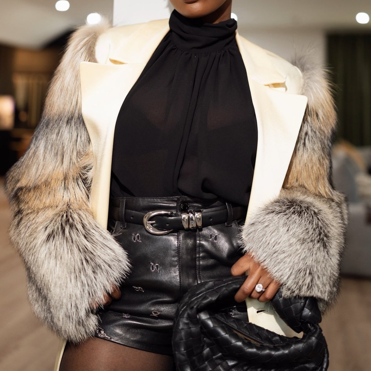 Eco-friendly Fur Stitching Coat fashgoods