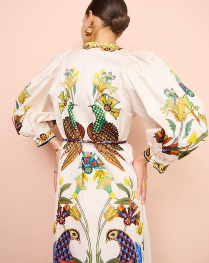 Effie Puff Sleeve Midi Dress - laseze