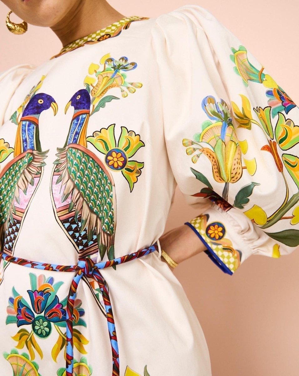 Effie Puff Sleeve Midi Dress - laseze