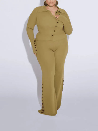 Elastic Knitted Suit With Slant Button - laseze