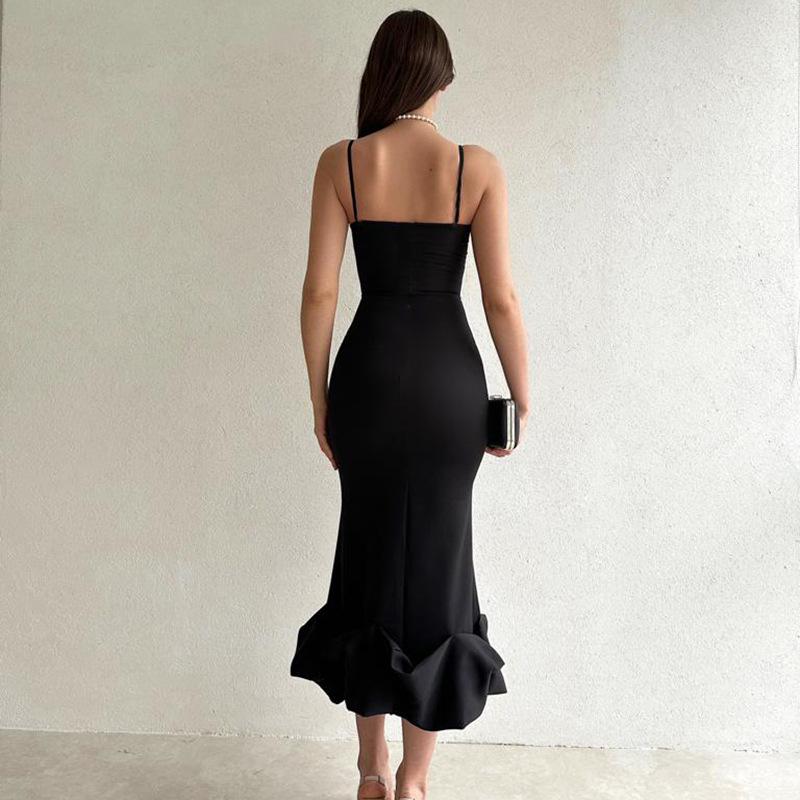 Elegant Solid Color Slip Dress - laseze