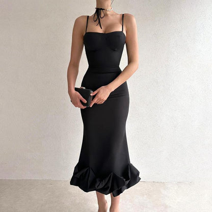 Elegant Solid Color Slip Dress - laseze