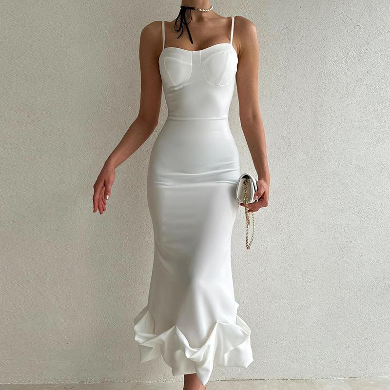 Elegant Solid Color Slip Dress - laseze