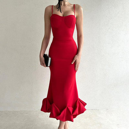 Elegant Solid Color Slip Dress - laseze