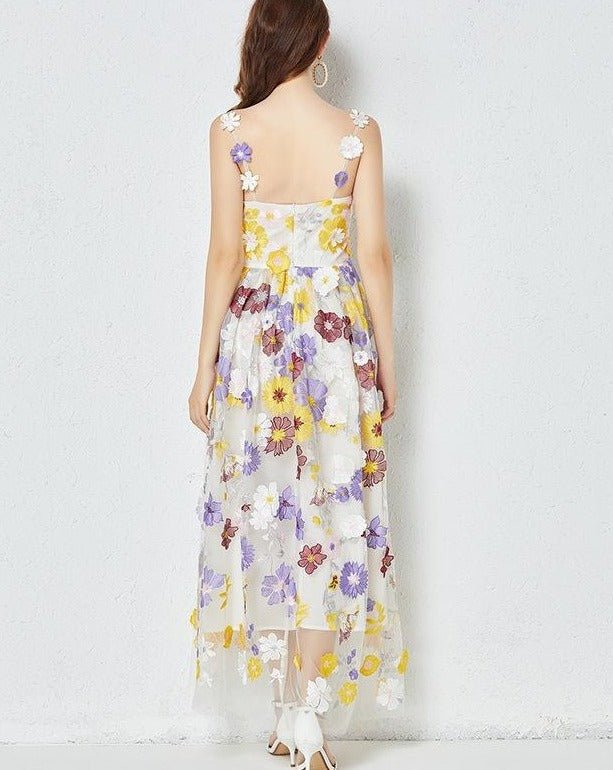 Embroidered Floral Camisole Dress - laseze