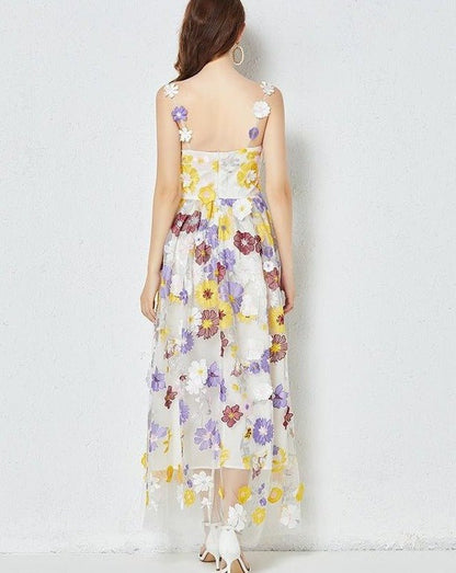 Embroidered Floral Camisole Dress - laseze