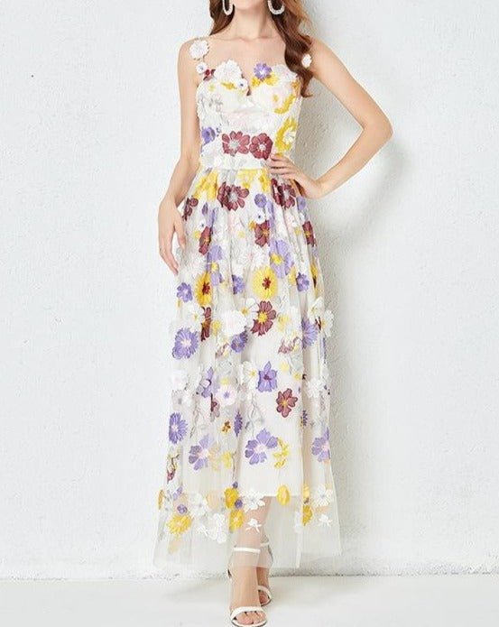 Embroidered Floral Camisole Dress - laseze