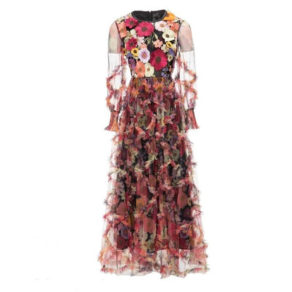 Embroidered Lace Mesh Elegant Dress - laseze