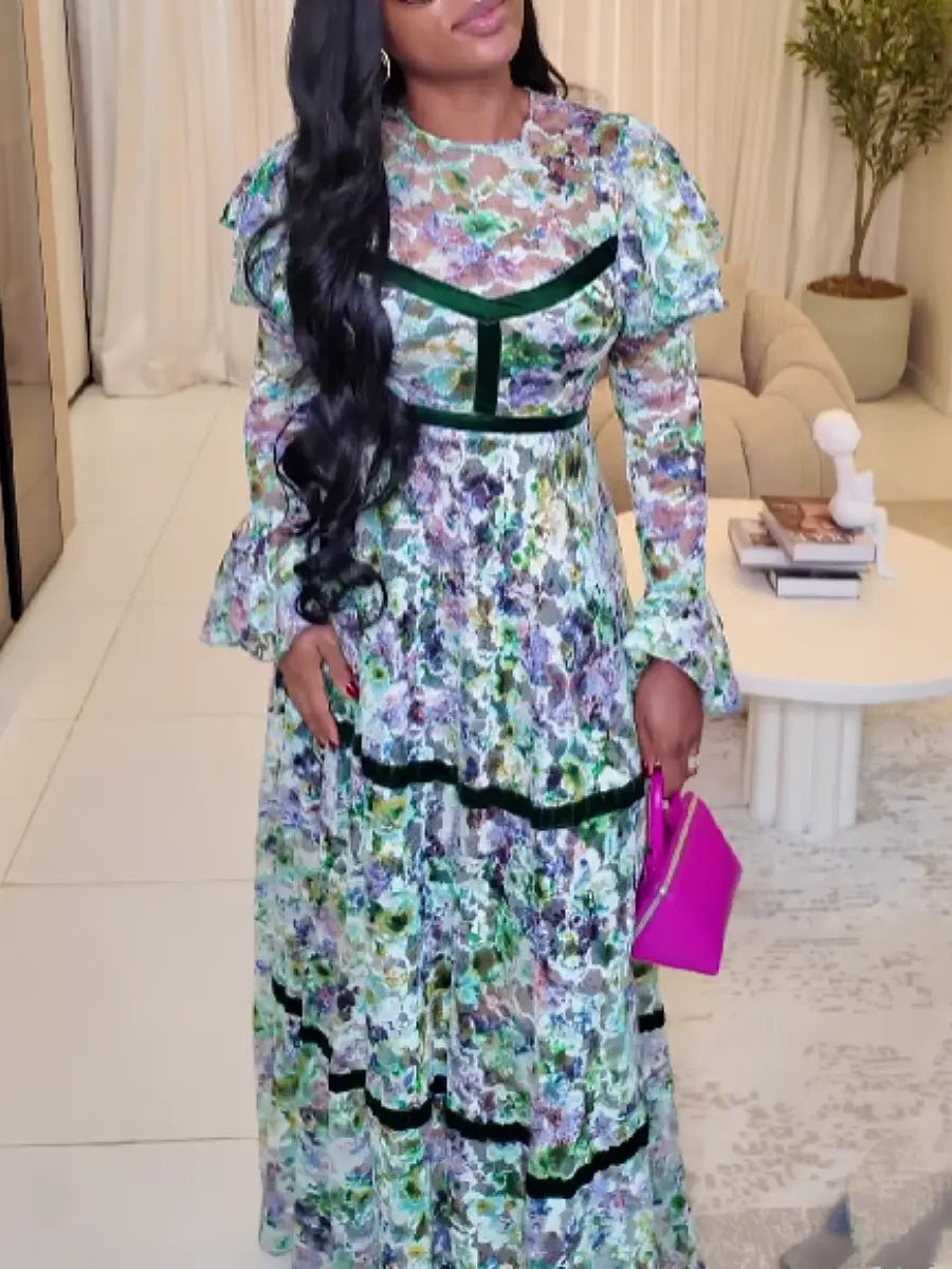 Embroidered Maxi Dress - laseze