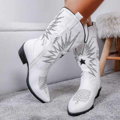 Embroidered Western Cowboy Boots - laseze